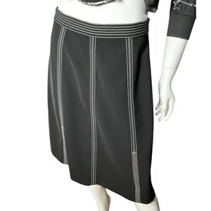 Lafayette 148 NY Black contrast white stitching‎ midi Skirt 4